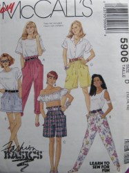 5906 MCCALLS EZ ELASTIC WAIST TAPER PANTS,  SHORTS 2 LENGTHS PATTERN 6-10